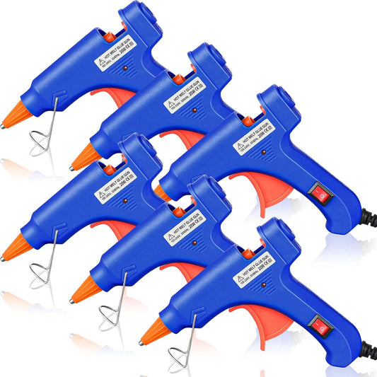 Zhengmy 6 Pcs Mini Glue Gun Crafts Hot Melt Guns Low Temp Glue with Burn Protection Fast Preheating and Easy Squeeze Trigger for School DIY Arts Class Projects Home Quick Repairs, 20 W (Blue)