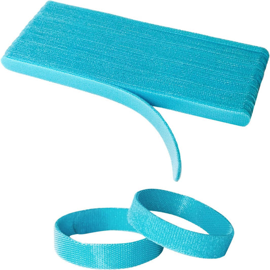 50PCS Reusable Adjustable Cable Ties, Microfiber Cloth Used for Computer Link Cable Cord Management (Light Blue)
