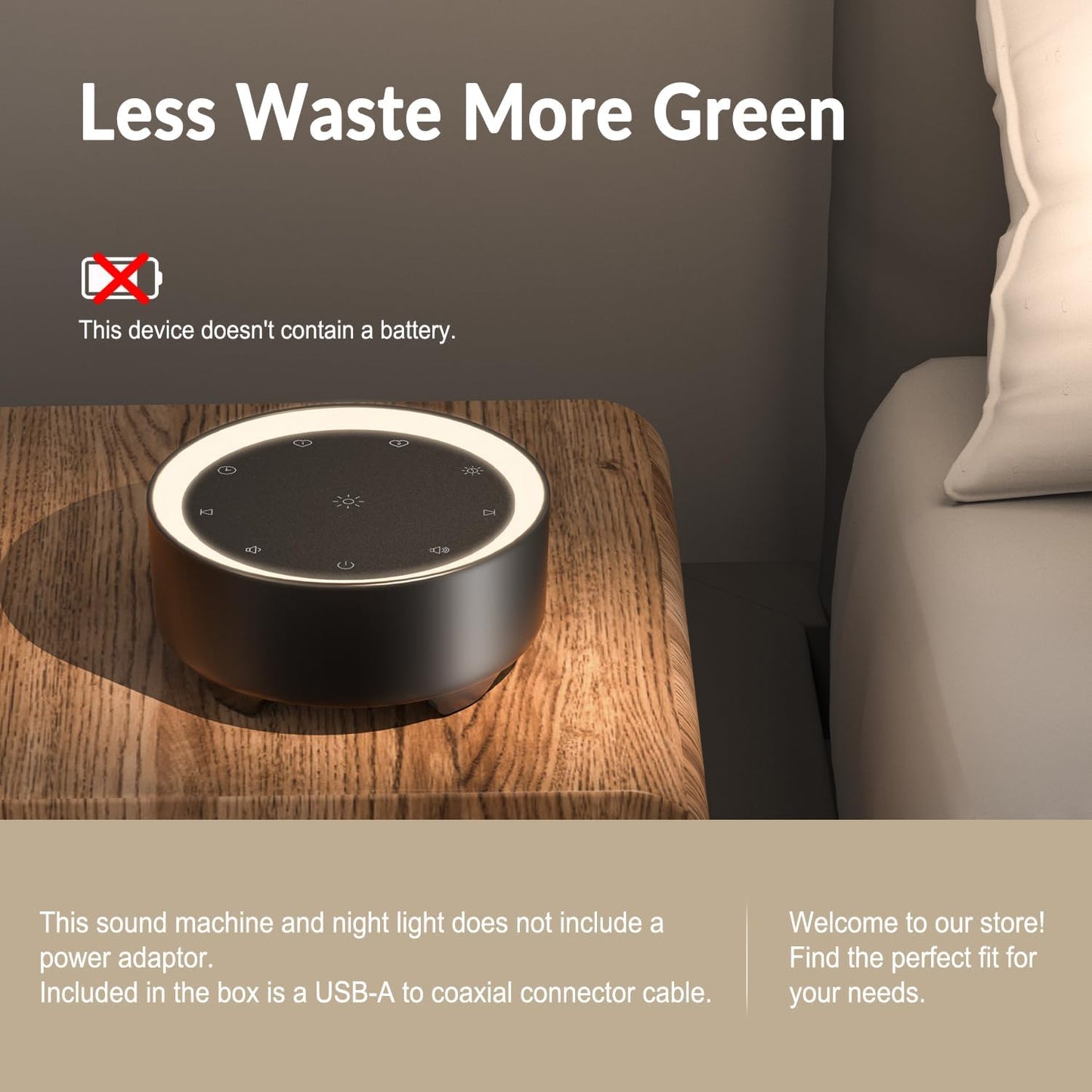 Kipcush Sound Machine & Night Light for Adults, Baby, Kids. White Noise Machine with 20 Soothing Sleep Sounds. Small Size & Portable Design for Bedroom (Black, Small)