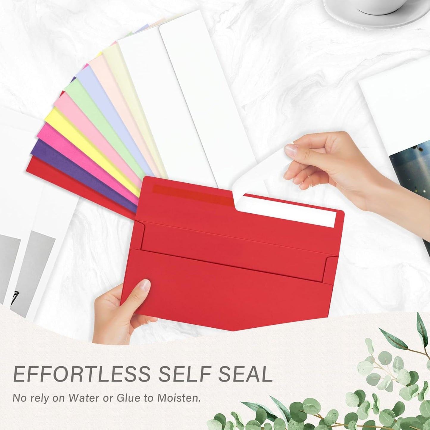 100 Pack #10 Colored Envelopes Letter Size, Colorful Business Envelopes Self Seal for Business, Invoices, Letter Mailing, Office Checks, 4 1/8 x 9 1/2 Inches