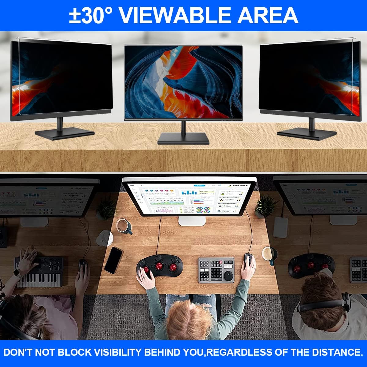 Computer Privacy Screen Filter 22 Hanging Monitor Privacy Screen Protector for 16:10 Aspect Ratio Widescreen Computer Monitor, Eye Protection Anti Glare Blue Light Screen Protector