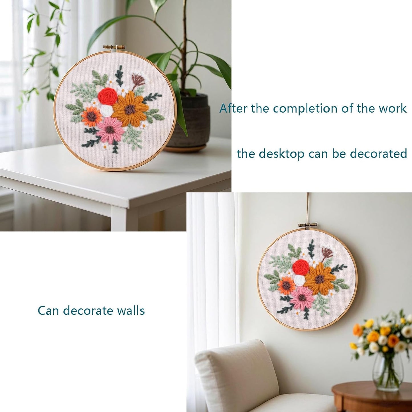 Myfelicity Punch Needle Kit, Punch Needle Kits Adults Beginner, Craft Decoration and Hobbies (Mixed Bouquet)