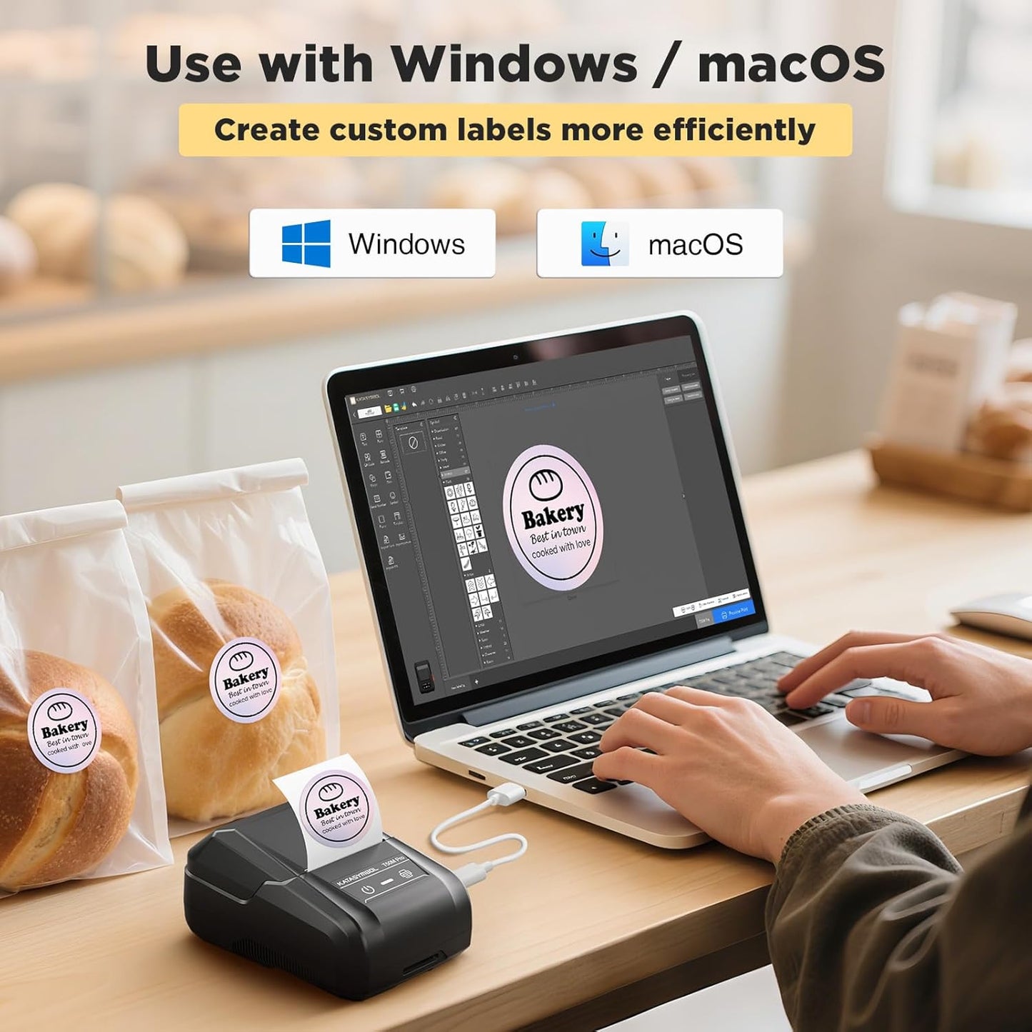 SUPVAN T50M Pro Bluetooth Label Maker Machine with 4 Tapes, Wide Waterproof Label, Versatile App with 40 Fonts and 450+ Icons, Inkless Labeler for Home, Kitchen, School, Office Organization, Black