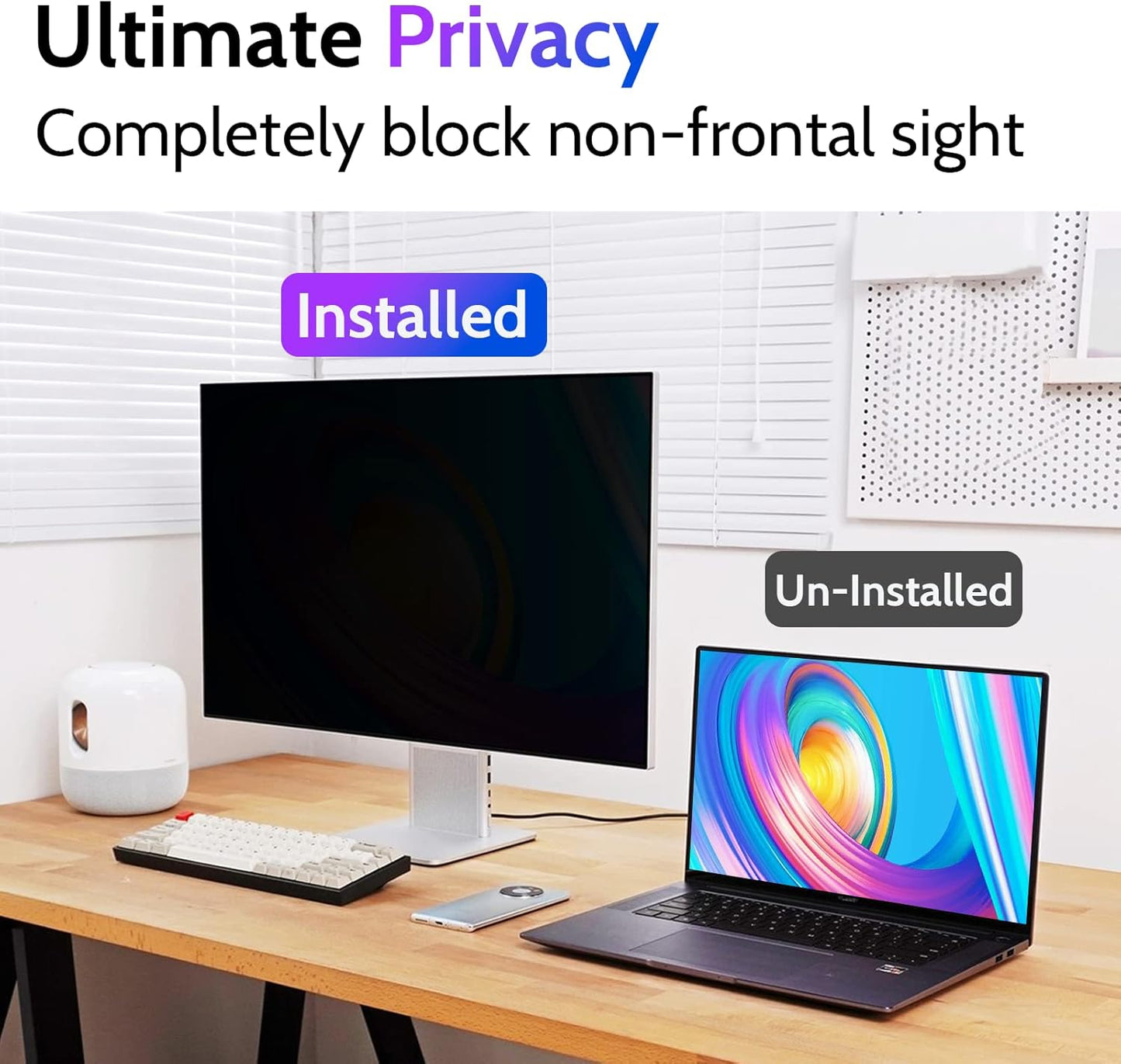 Privacy Screen for Computer Monitor 24 Inch 16:10 Aspect Ratio, Anti Blue Light Glare Removable 24 in Privacy Screen Filter Protective Film, HD 24 Inch Privacy Screen Protector for Monitor