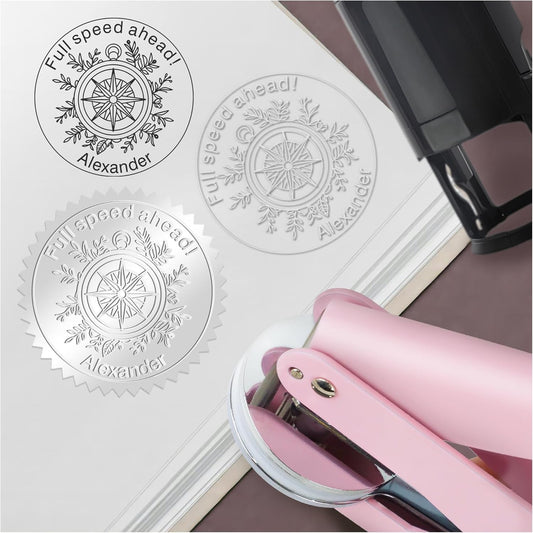 from The Library of Embossers & Stamps Nautical Theme Custom Color Self-Inking Stamp with Your Name Ship Rudder Great for Personalizing Books