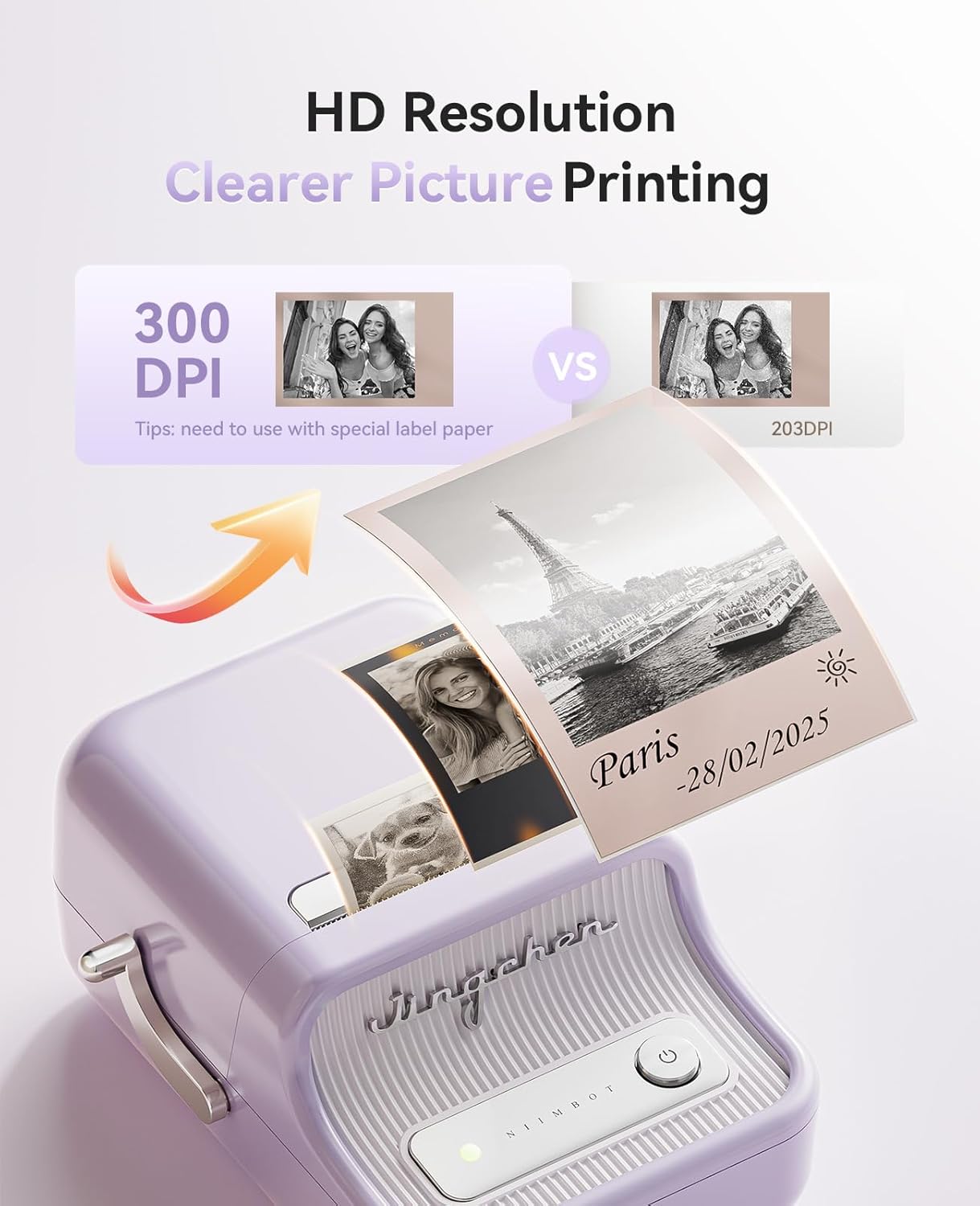 NIIMBOT B21 Pro Label Maker, 300DPI HD Label Printer, Ideal for Notes,Photos, Study Graphics, Memo Maker,50x30mm Label,230Pcs(Purple)