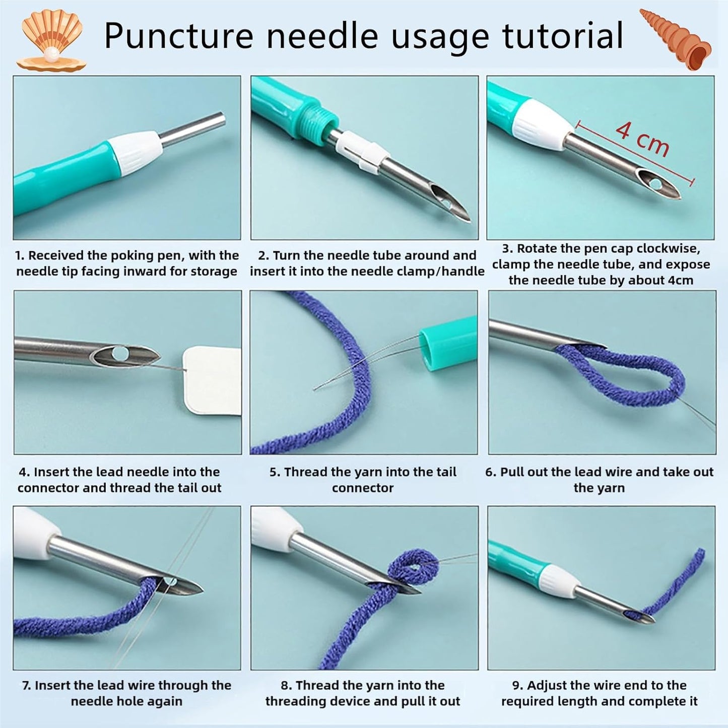 ILYUFO Punch Needle Kits Adults Beginner DIY Dreamy Beach Style 8 in Hoop Embroidery Set Starter Punch Needle Tool for Art Crafts, Ideal for All Ages, Perfect Festival Decoration & Gift (Dream Beach)