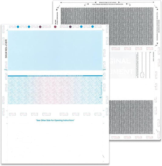 NextDayLabels - 8-1/2" x 11" Z Fold Pressure Seal Self Mailer Checks (Red/Blue-250)
