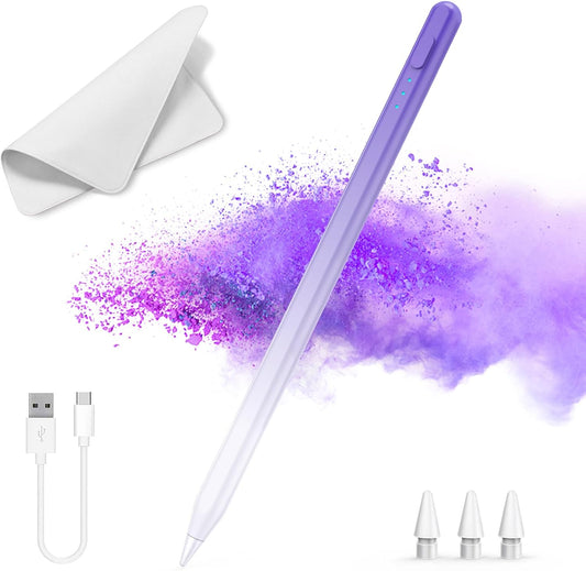 Stylus Pen for iPad,14Mins Fast Charge for Apple Pencil,Palm Rejection,Tilt Sensitivity, Pen for iPad11/10/9/8/7/6, Pro 12.9"/11"/13" M4, Mini 6/5, Air 5/4/3/11"-13" M2/M3 with Polishing Cloth