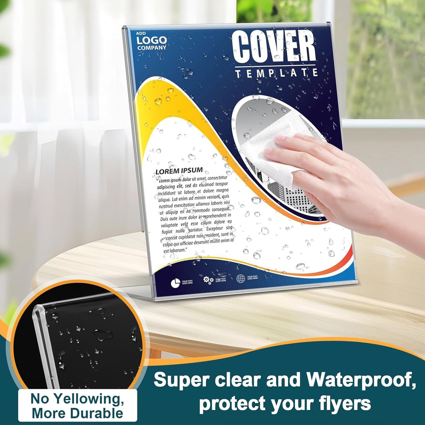 14 Pack Acrylic Sign Holder 8.5x11 Inches, Clear Tabletop Plastic Paper Display Stand, L-Shape Vertical Menu Holder Stand, Photo Picture Frame Flyer Display Stand for Restaurants, Store,Office Desktop