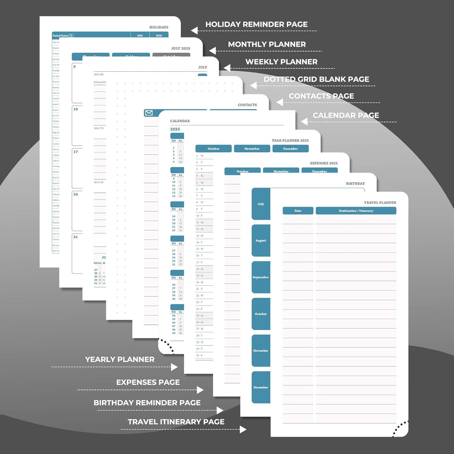 Planner 2025-2026 Daily Weekly and Monthly,6.5"x3.75",18 Months Spiral Bound Calendar Agenda with Self-adhesive Pen Holder,2026 Academic Plan with Vegan Leather Soft Cover,Black