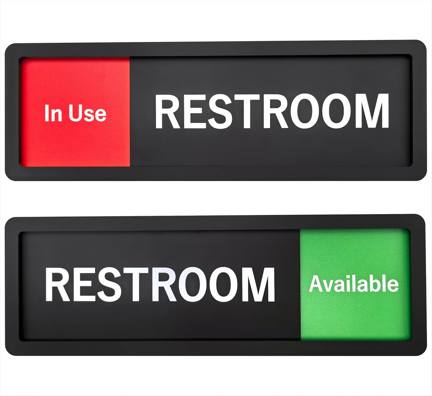 Restroom Sign – In Use / Available Slide Switch Sign ，Premium Durable Acrylic Material, Super Strong Self-Adhesive, Quick Installation, Suitable For Your Home And Business ( 9×3 Inches, Black) (Restroom)