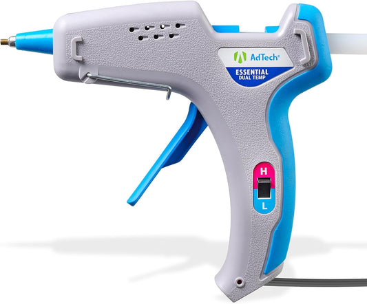 AdTech Essential Dual-Temp Hot Glue Gun | High & Low Temp for Crafting, DIY & Repairs | Ergonomic Design, 5-Foot Cord & Built-in Stand | Bonds Wood, Fabric, Metal & More