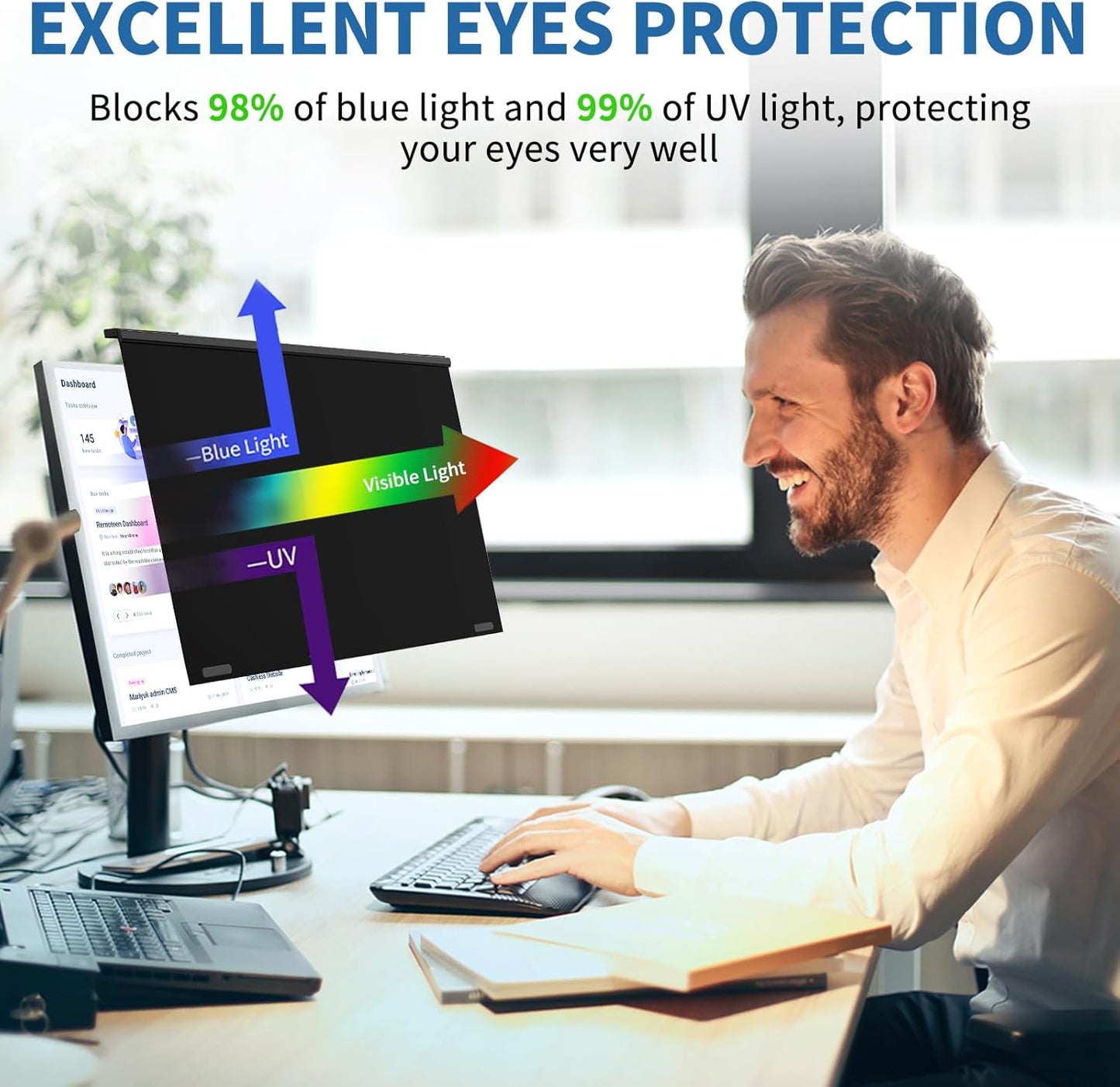 32 Inch Computer Privacy Screen Filter for 16:9 Widescreen Computer Monitor Magnetic Privacy Shield Computer Screen Protector Anti Glare and Blue Light