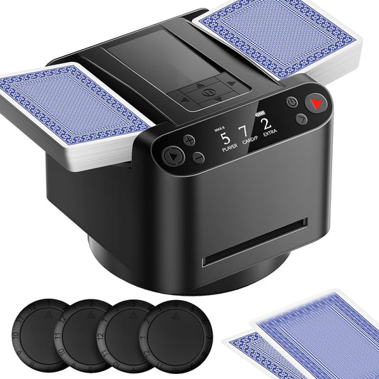 Automatic Card Shuffler for 1-2 Decks - Auto Rechargeable Canasta Shuffler Machine - Birthday Gifts for Card Lover Game Nights - Works Great with Texas Hold'em, Blackjack