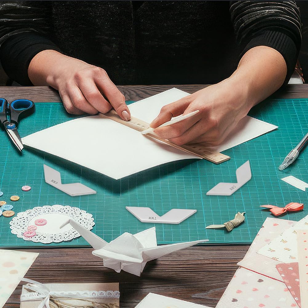 BENECREAT 5 Pcs 201 Stainless Steel Corner Miter Tool, 3/4/5/6/7mm Book Binding Corner Cutting Tool, Bookbinding Corner Cutting Jig Set, Bookbinding kit for Album Making, Bookbinding