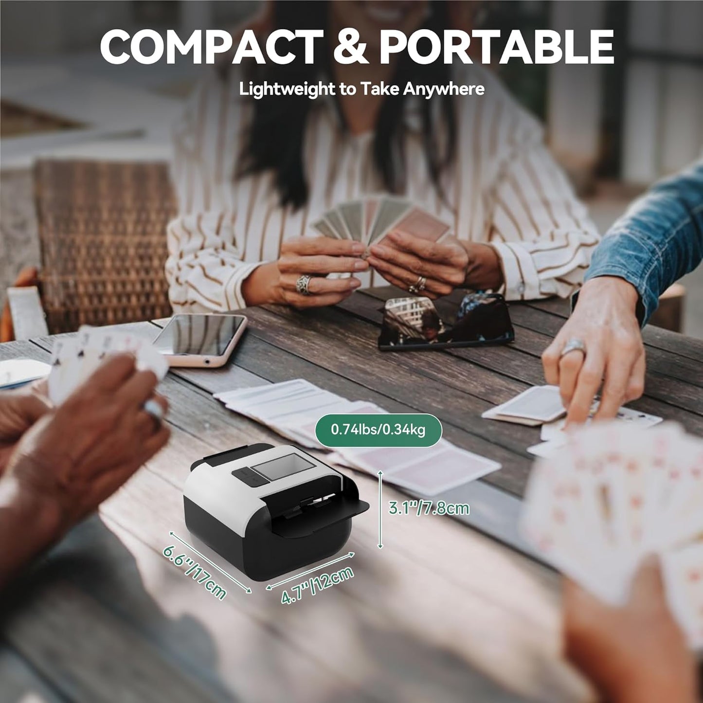 Automatic Card Shuffler, Electric Playing Shuffler Machine for 1-2 Decks, AUTO & Manual Mode, Low Noise, Portable & Rechargeable Shuffler for UNO, Poker, Blackjack, Skip-Bo, Phase 10