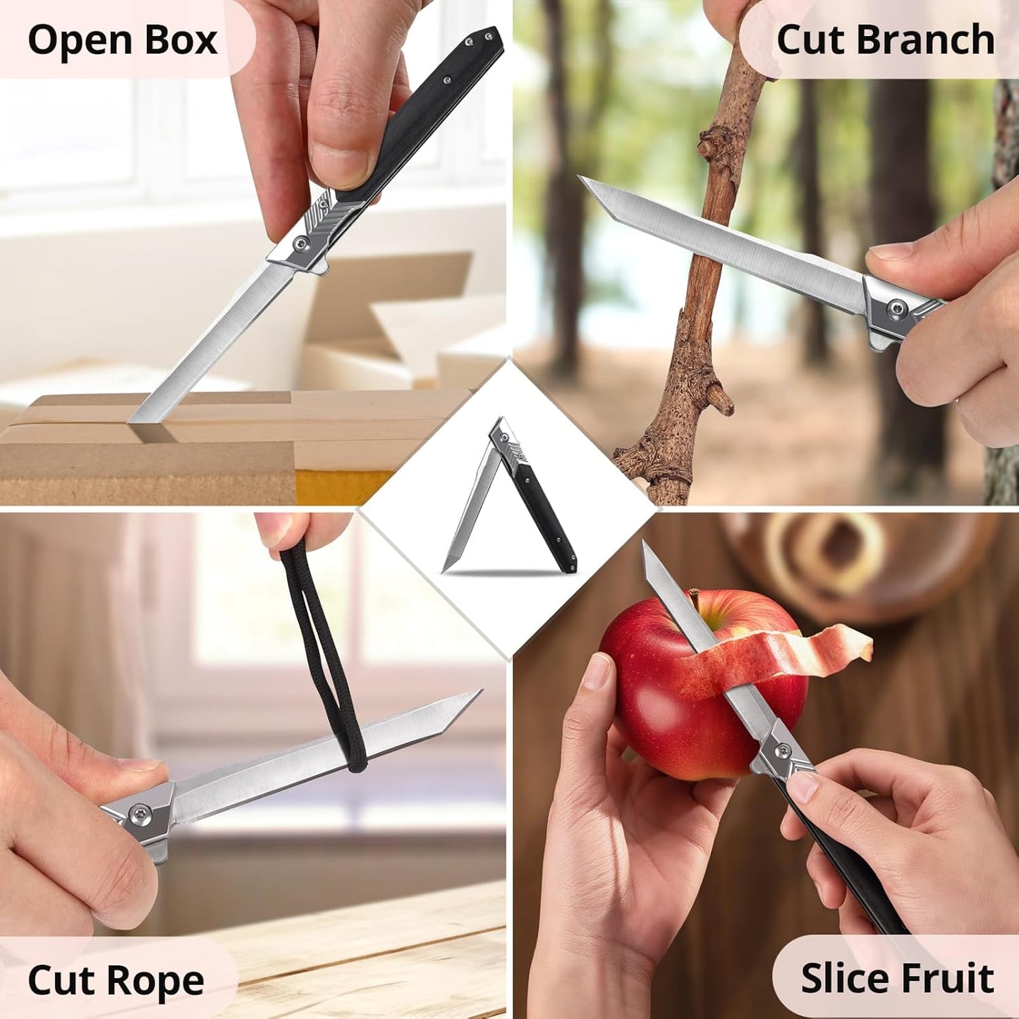 EDC Pocket Knife for Men, Slim Folding Knives with 3.74 inches Tanto Blade, Outdoor Hiking Knife Gifts for Men