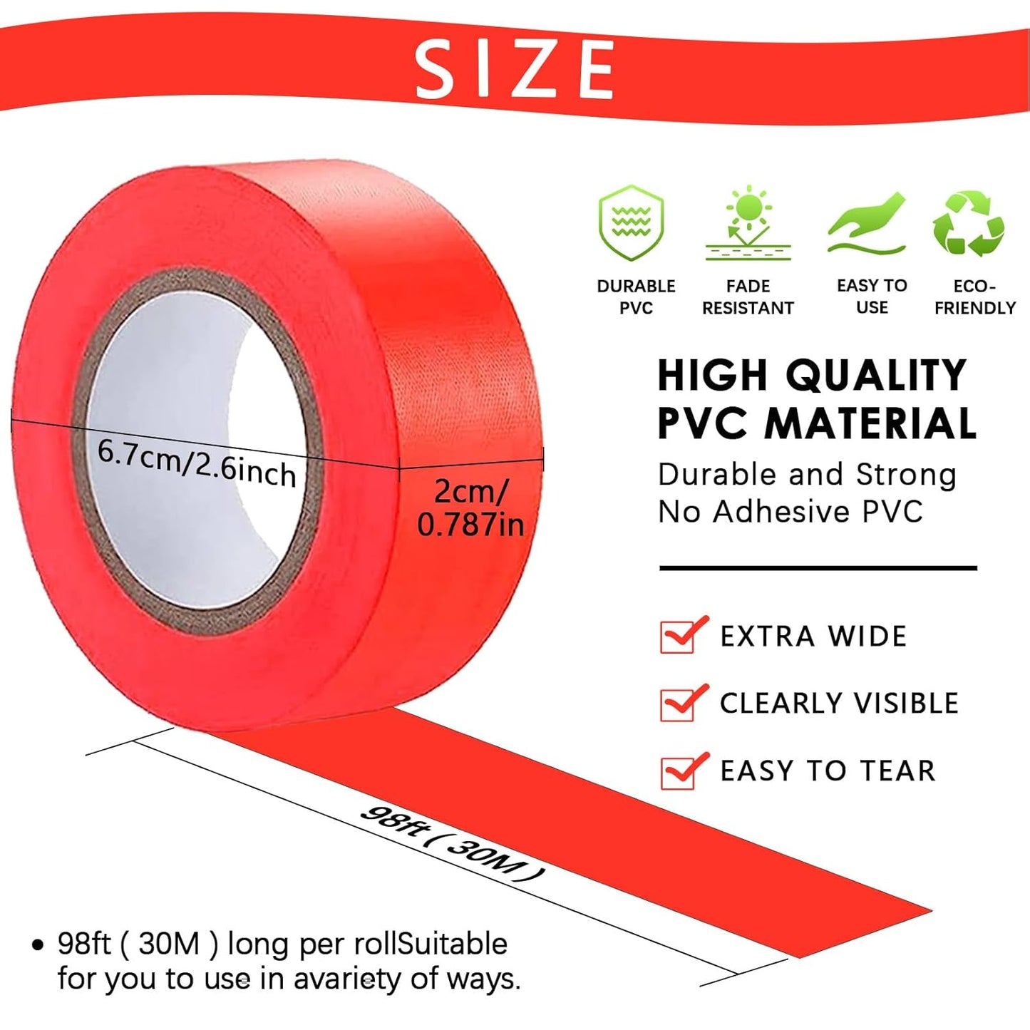 5 Pack Flagging Tape Assorted Flourescent Colors, Non-Adhesive Plastic Ribbon Neon Marking Roll, 0.78"*500ft, Marking Tape for Tree Marking, Hunting, Boundaries and Hazardous Areas,Trail Marking