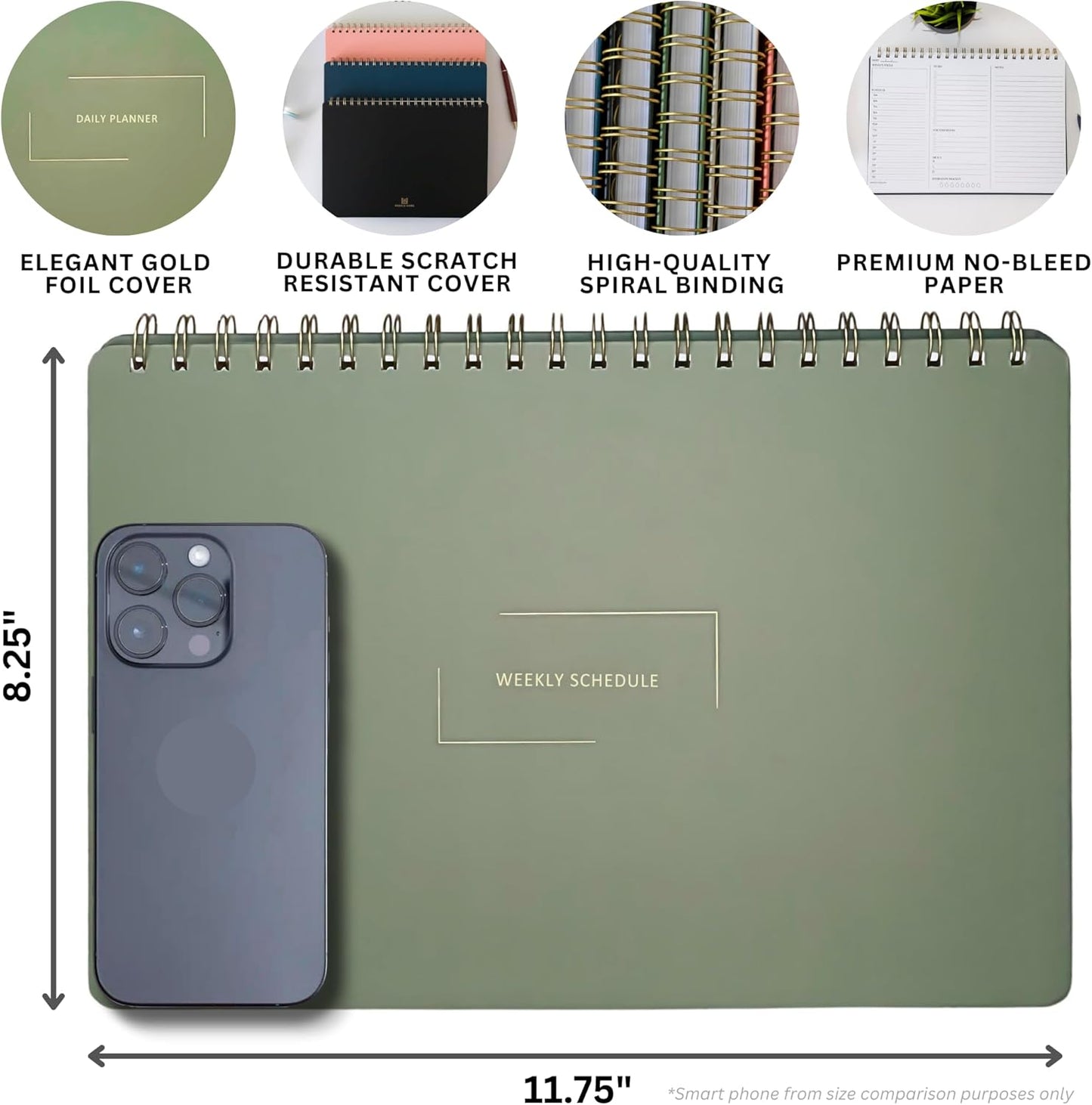 Undated Weekly Schedule | Business Planner | 8.25” x 11.75” ADHD Organizer | Premium Multi-Layout Schedule | Evergreen | Landscape Layout