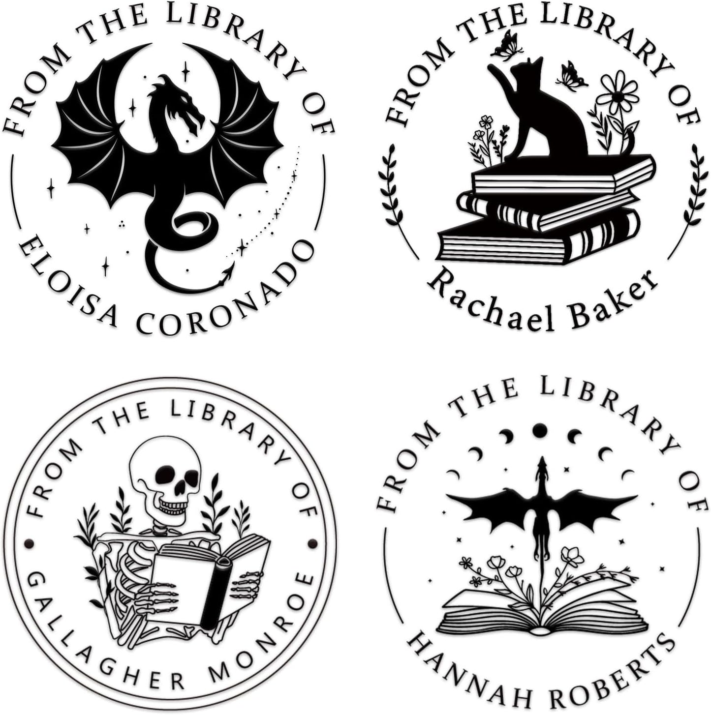 Personalized Book Embosser – Custom Book Stamp for Book Lovers, Libraries, and Gifts, Personalized Embosser with Custom Design (Including Dragon, Cat, Flower, and Other Patterns)
