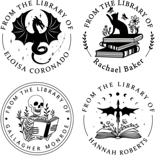 Personalized Book Embosser – Custom Book Stamp for Book Lovers, Libraries, and Gifts, Personalized Embosser with Custom Design (Including Dragon, Cat, Flower, and Other Patterns)