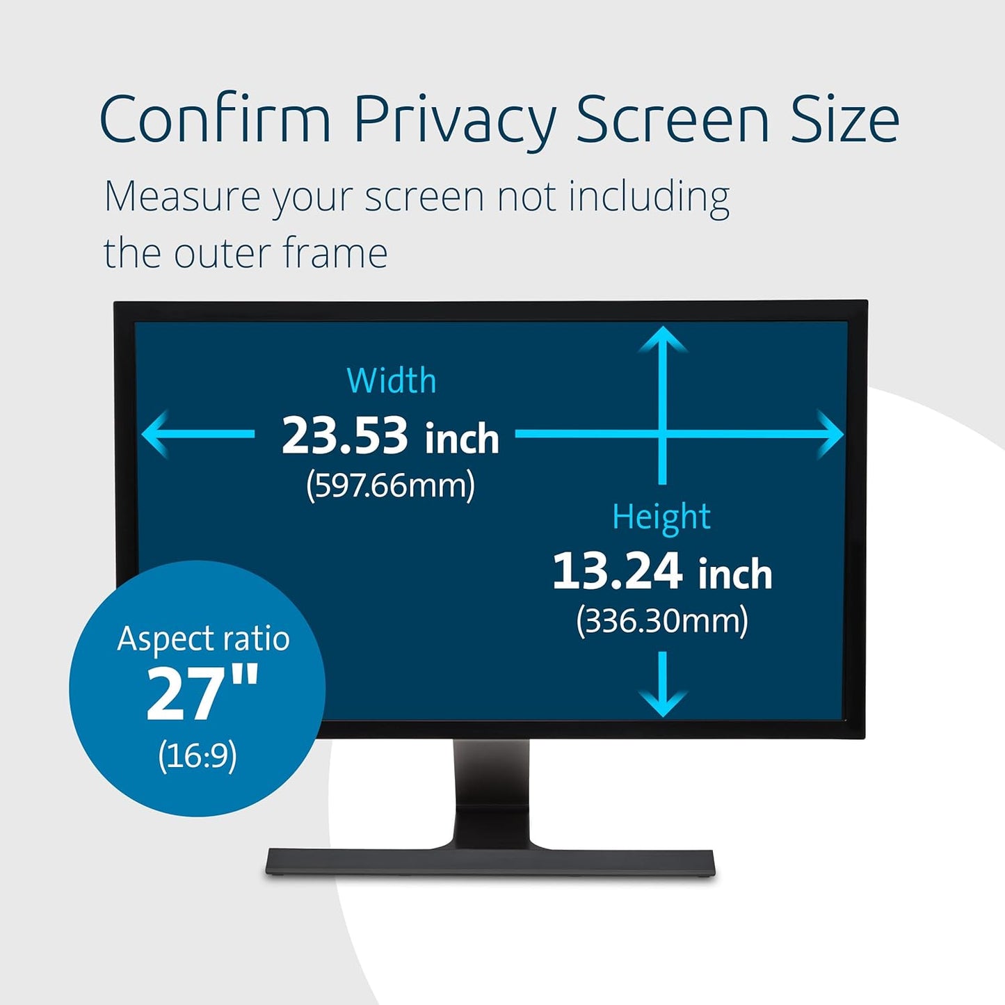 Kensington 27 inch Computer Privacy Screen for Desktop, 16:9 Widescreen Monitor, FP270W9 Anti-Glare Blue Ray Reduction Computer Privacy Filter, Matte and Glossy Viewing Options, K55414WW