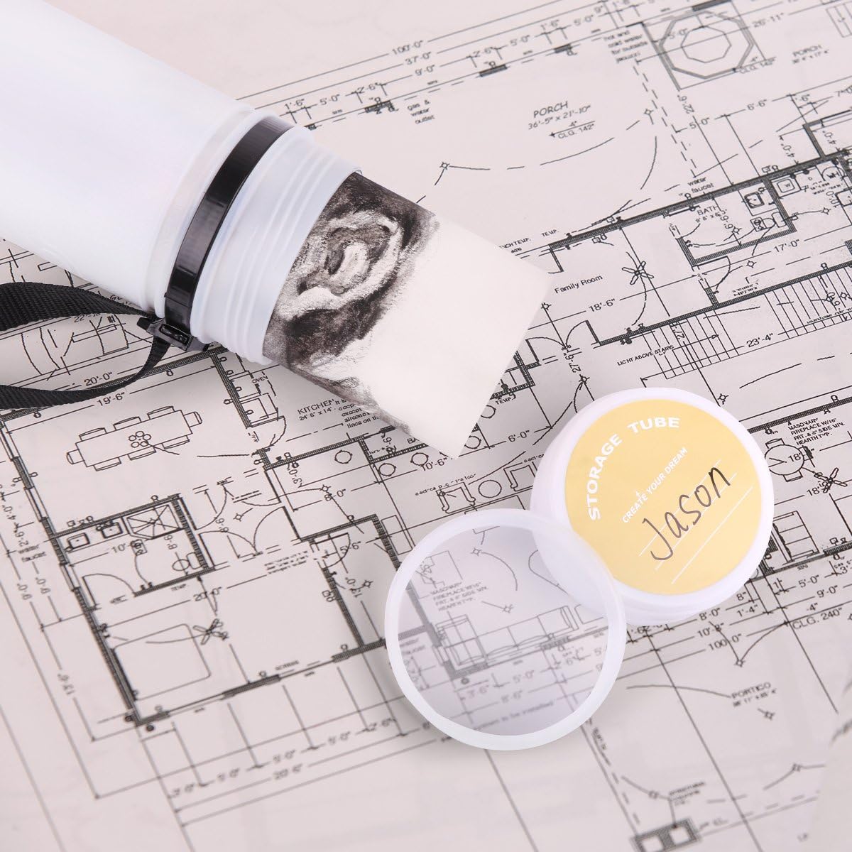 TRANSON 2-pack Durable Poster Storage Tube with Straps 24"-40" Extendable for Blueprints, Artwork, Maps, Posters