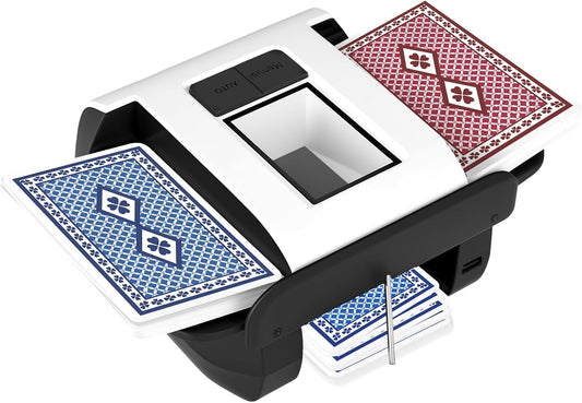 Automatic Card Shuffler for 1-2 Decks, Electric Playing Cards Shuffler Machine with Auto&Manual Mode, Rechargeable & Portable Shuffler Machine for Poker, Mahjong, Bridge, Spades, Rummy&More