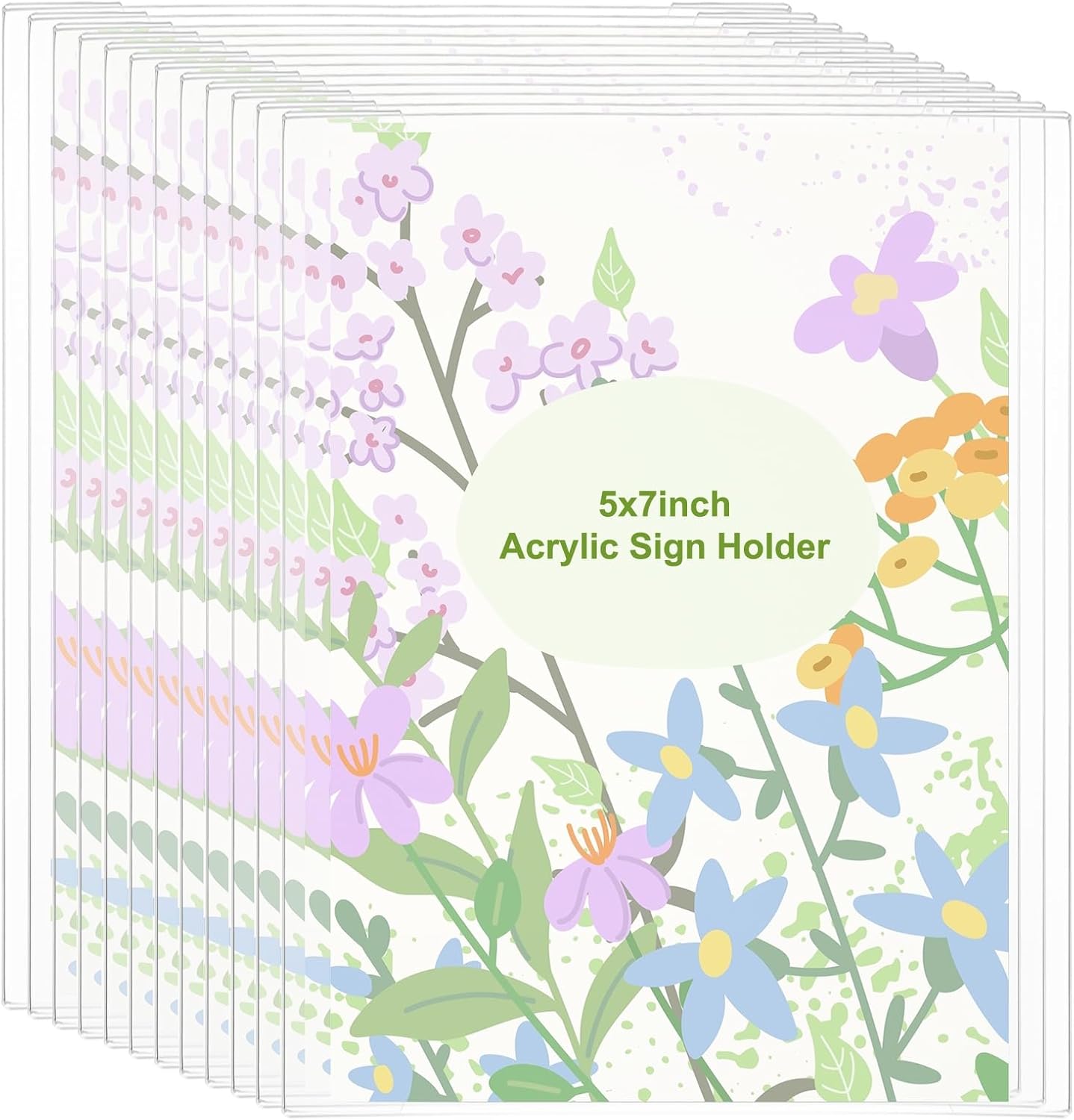 PATIKIL Acrylic Sign Holder, 12 Pack 5x7 Wall Sign Paper Holder Clear Picture Frame with Double Side Adhesive Tape for Office Restaurant Memo Menu Guide, Horizontal