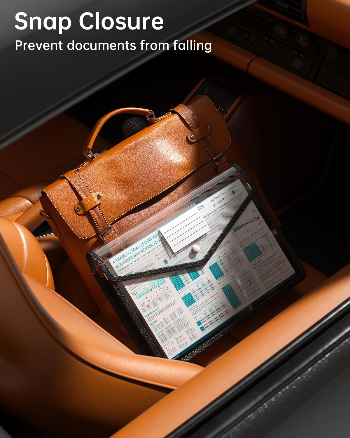 Plastic Expanding File Folder, Transparent envelopes with Snap Closure, No Dividers, Large Capacity, Black File Folder Organizer Holder, Bills&Taxes, Letter/A4 Size for School/Office/Home-7 Pack