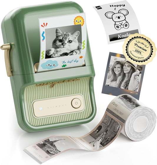 NIIMBOT B21 Pro Label Maker, 300DPI HD Label Printer, Ideal for Notes,Photos, Study Graphics, Memo Maker,50x30mm Label,230Pcs(Pine Green)