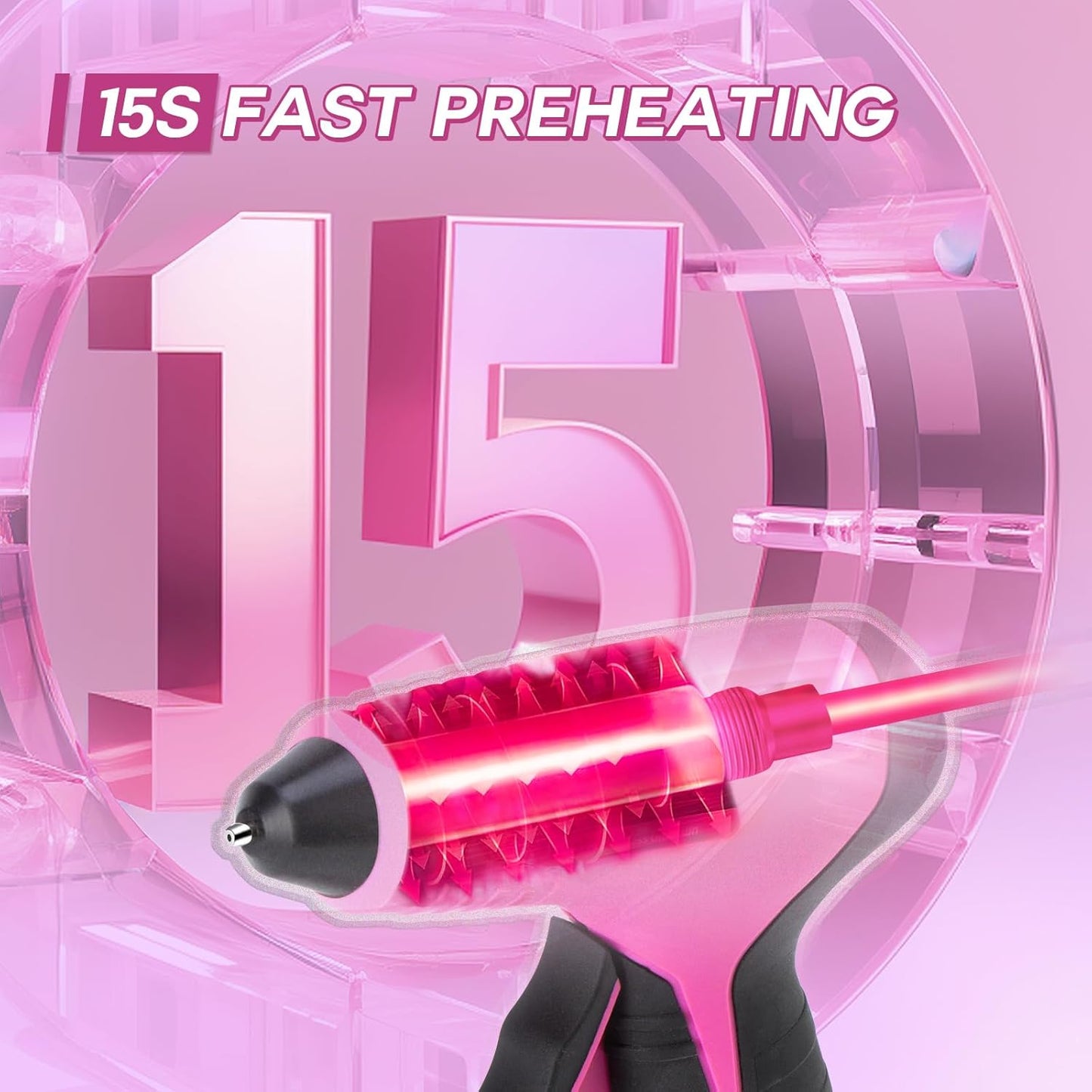 Cordless Hot Glue Gun, 7.2V Pink 15s Fast Preheating Glue Gun Set with 25PCS Mini Glue Sticks, Rechargeable Wireless Hot Melt Glue Guns for DIY, Arts&Crafts, Decoration, Gift for Women