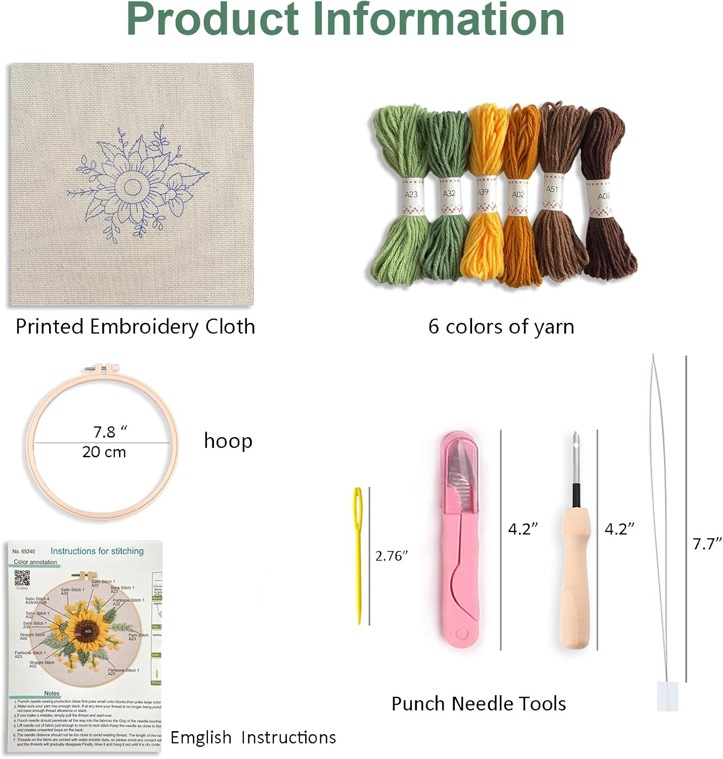 Myfelicity Punch Needle Kit, Punch Needle Kits Adults Beginner, Craft Decoration and Hobbies (Sunflower)