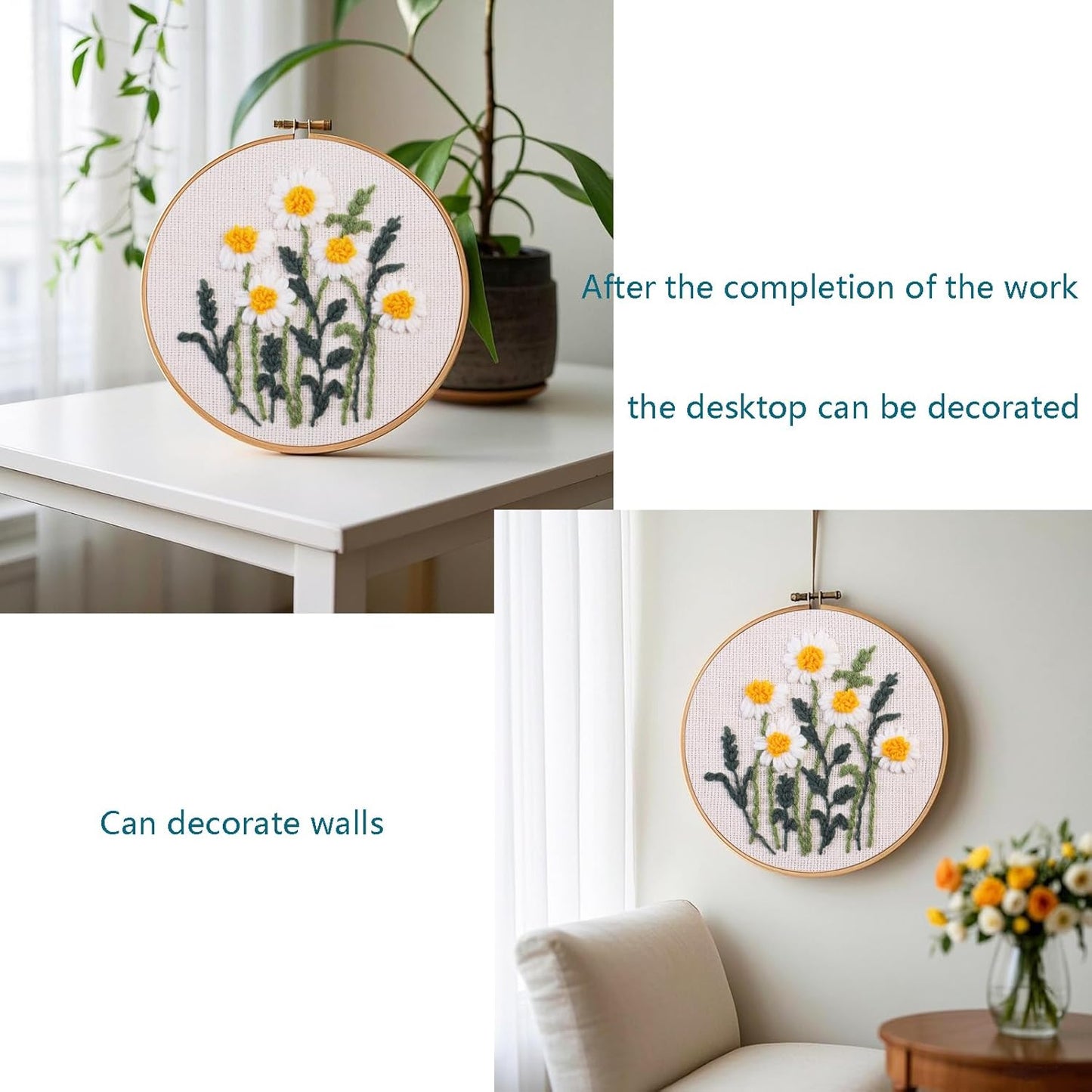 Myfelicity Punch Needle Kit, Punch Needle Kits Adults Beginner, Craft Decoration and Hobbies (Daisy)