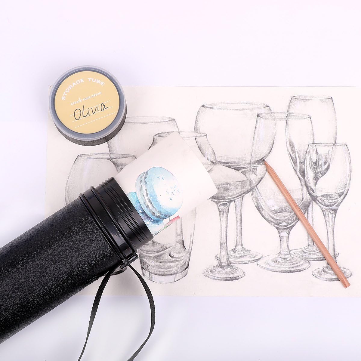 TRANSON Durable Poster Storage Tube with Straps 24"-40" Extendable for Blueprints, Artwork, Maps, Posters Color Black