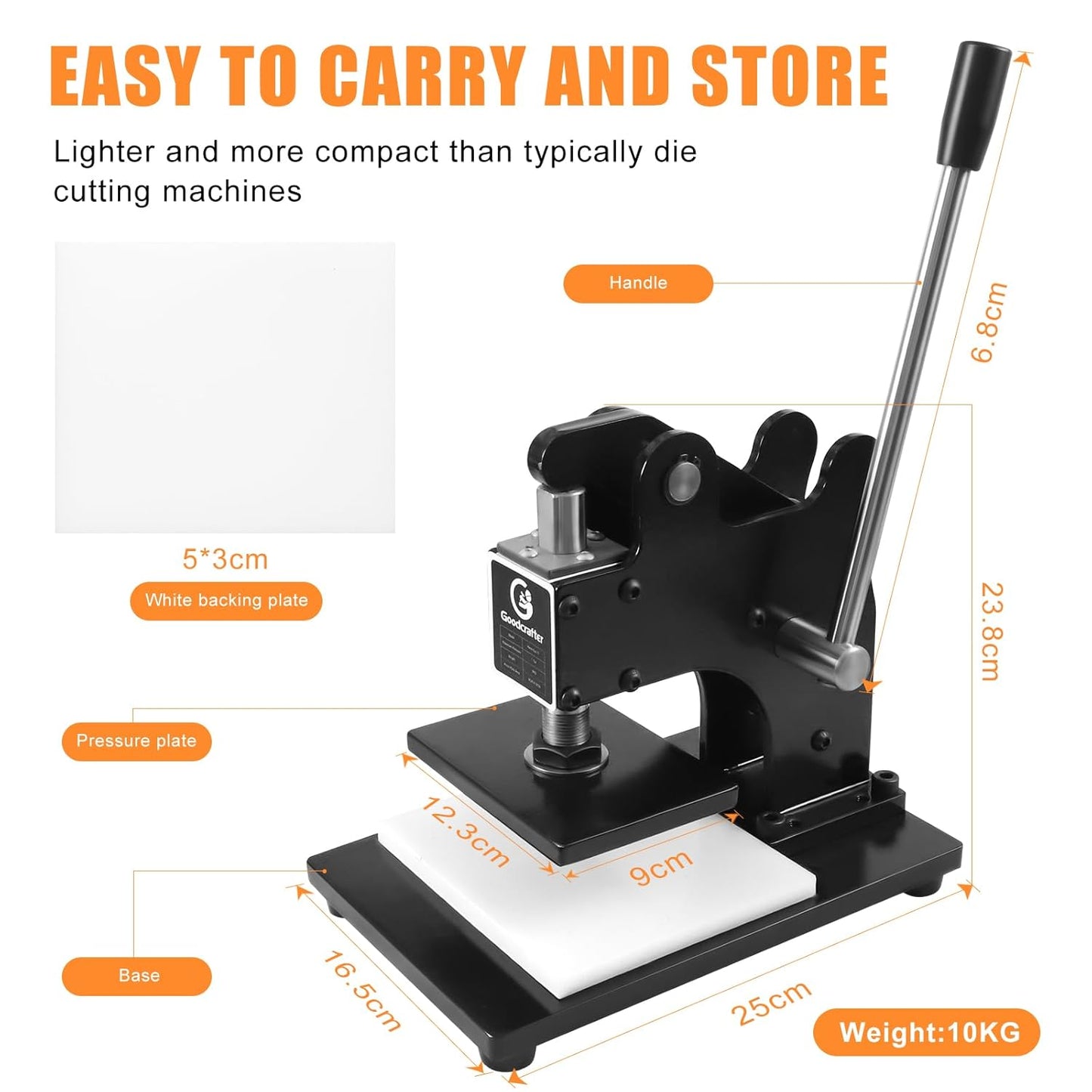 Leather Cutting Machine 1 Ton,12x9cm Die Cutter Stamping Machine Embossing Plate Manual Die Cutter Hand Press Mold Cutter Leather Die Cut Leathercraft Cutting Machine DIY Tool for Various of Materials