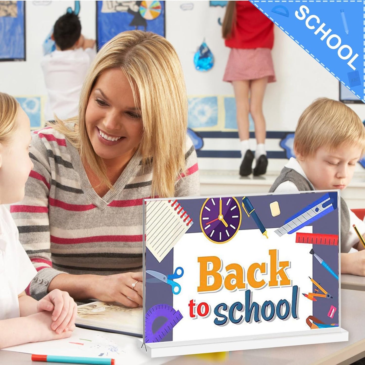 Acrylic Sign Holder 11x8.5 Horizontal Double-Sided Plastic Display Sign Holder for Table Menu, Flyer, Office Acrylic Sign Holer 6 Pack