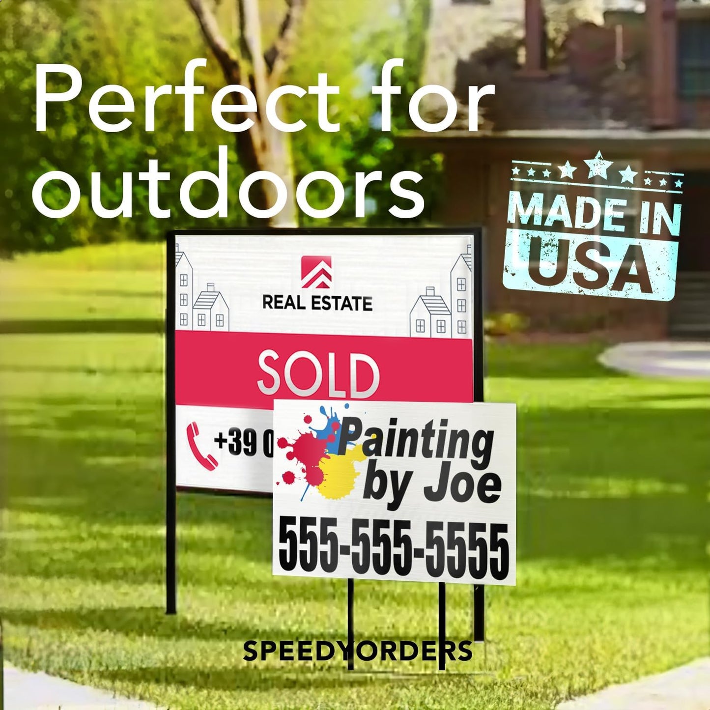 Custom Outdoor Metal Sign - Personalized Aluminum Safety and Business Sign, Waterproof (Blue Background, 7x7 In, White Aluminum)