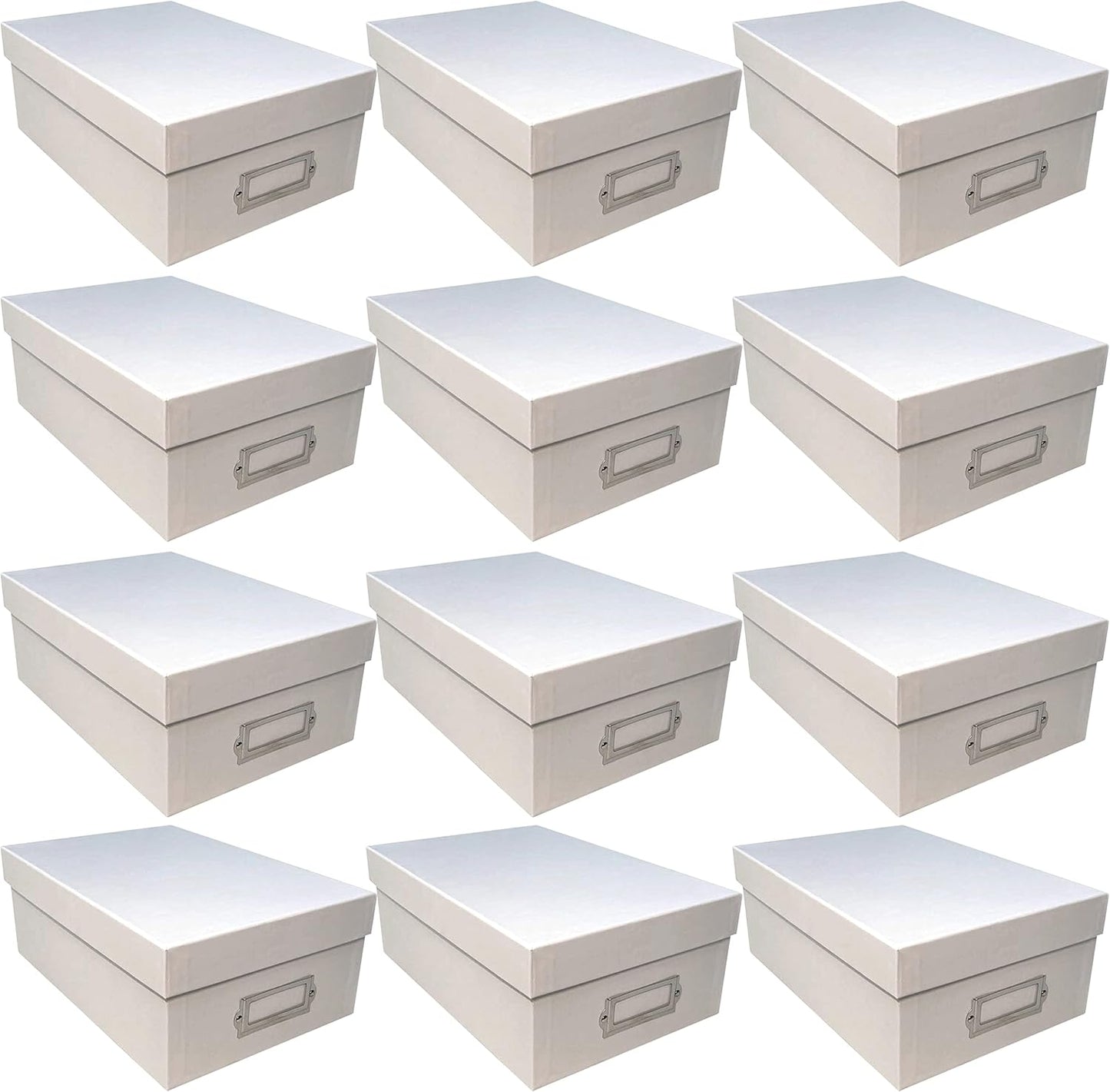 White Memory Box by Simply Tidy - Store and Organize Photos, Keepsakes, DVD and CDs, Acid Free - Bulk 12 Pack