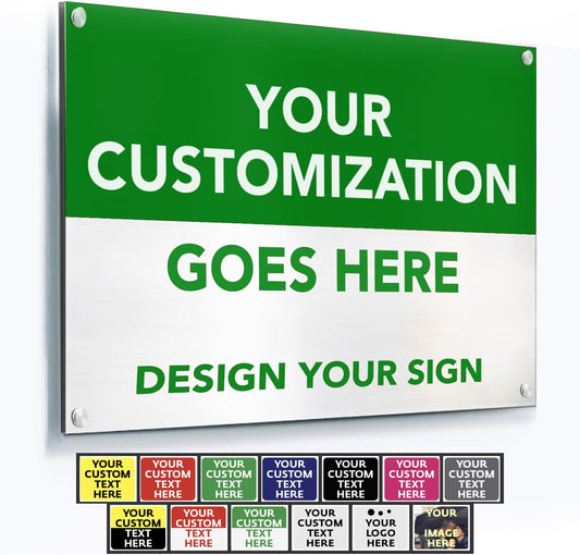 SPEEDYORDERS Custom Outdoor Metal Signs, Personalized Aluminum Signs, Customized Safety Signs, Metal Business Signs, Waterproof Outdoor Business Signs, White Aluminum (Green & White, 7x7 In)