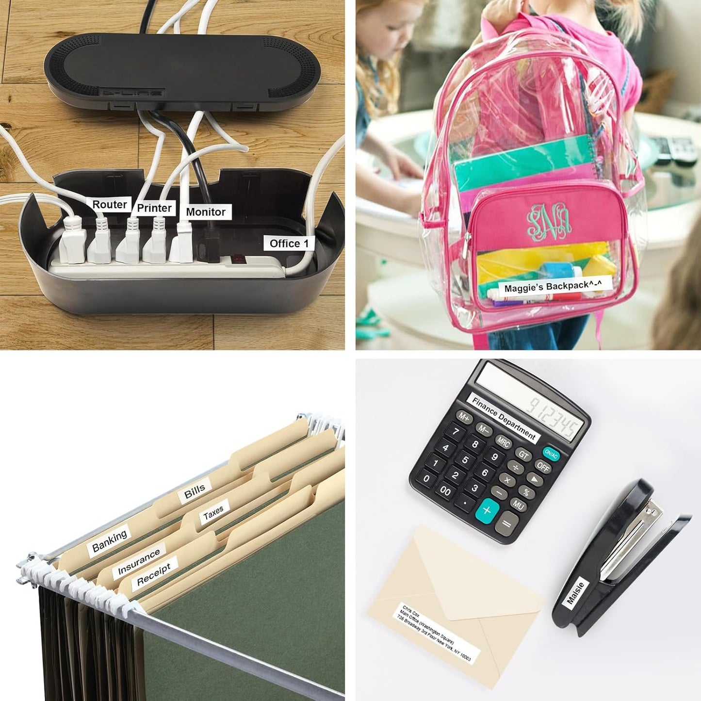 SUPVAN E10 Bluetooth Label Maker Machine with Tape, Continuous Waterproof Label, Versatile App with 35 Fonts and 1k+ Icons, Inkless Labeler for Home, Kitchen, School, Office Organization, White