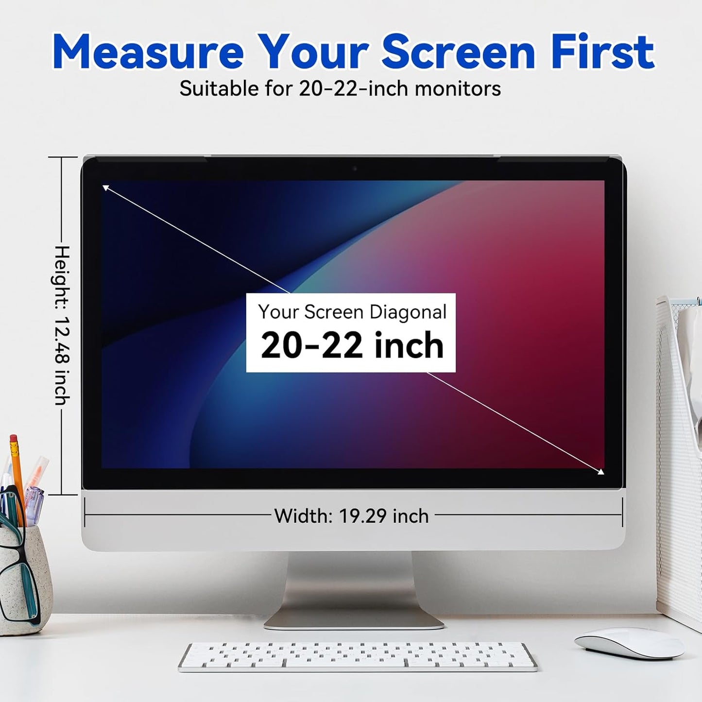 MOSISO 20-22 inch Computer Privacy Screen Protector for 16:9 Monitor, Eye Protection Frame Hanging Type Removable Anti-Scratch Acrylic Privacy Filter for Diagonal 20, 21.5, 22 inch PC Monitor
