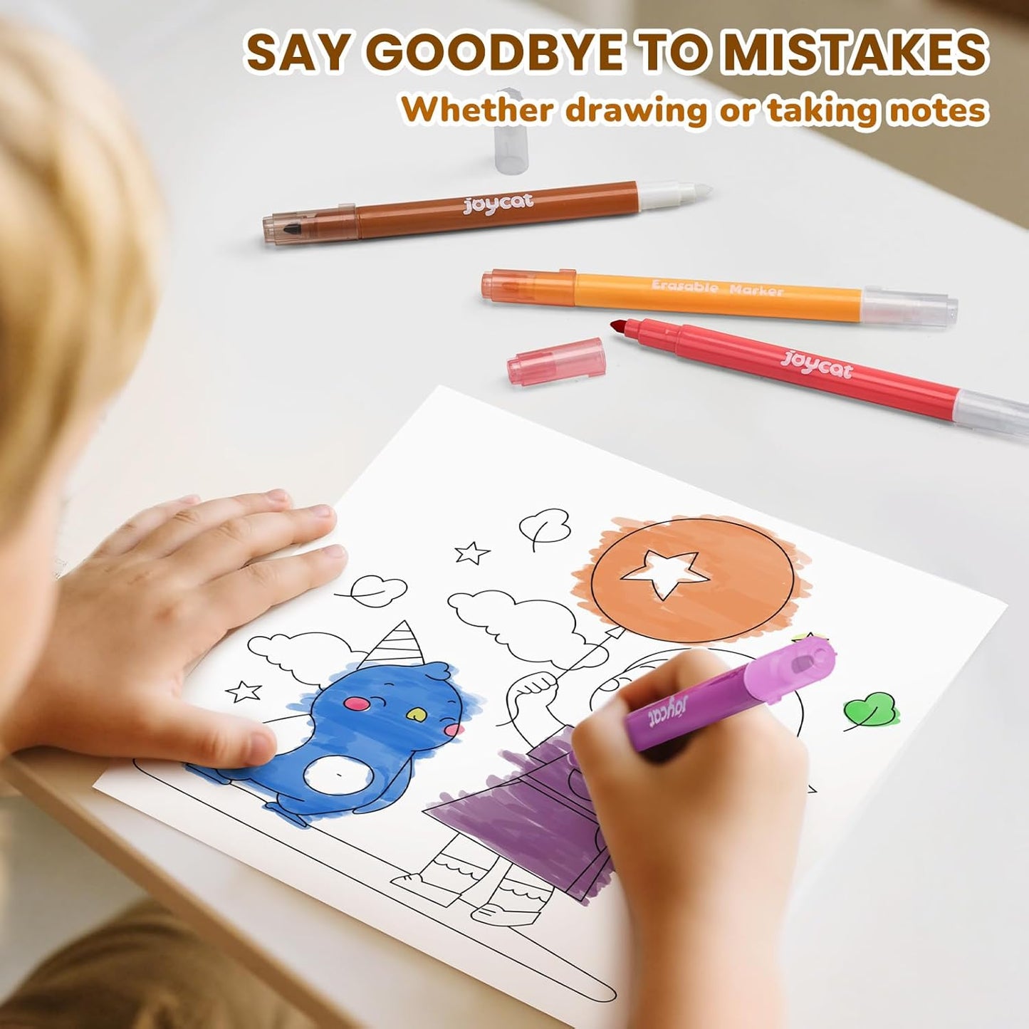 12-Pack Dual Conical Tip Erasable Markers, Water-Based Art Pens - Vibrant Color-Coded Barrels, Anti-Roll Caps, Smooth No Bleed Ink, Ideal Color Changing Magic Pen & Highlighters for Kids & Artists