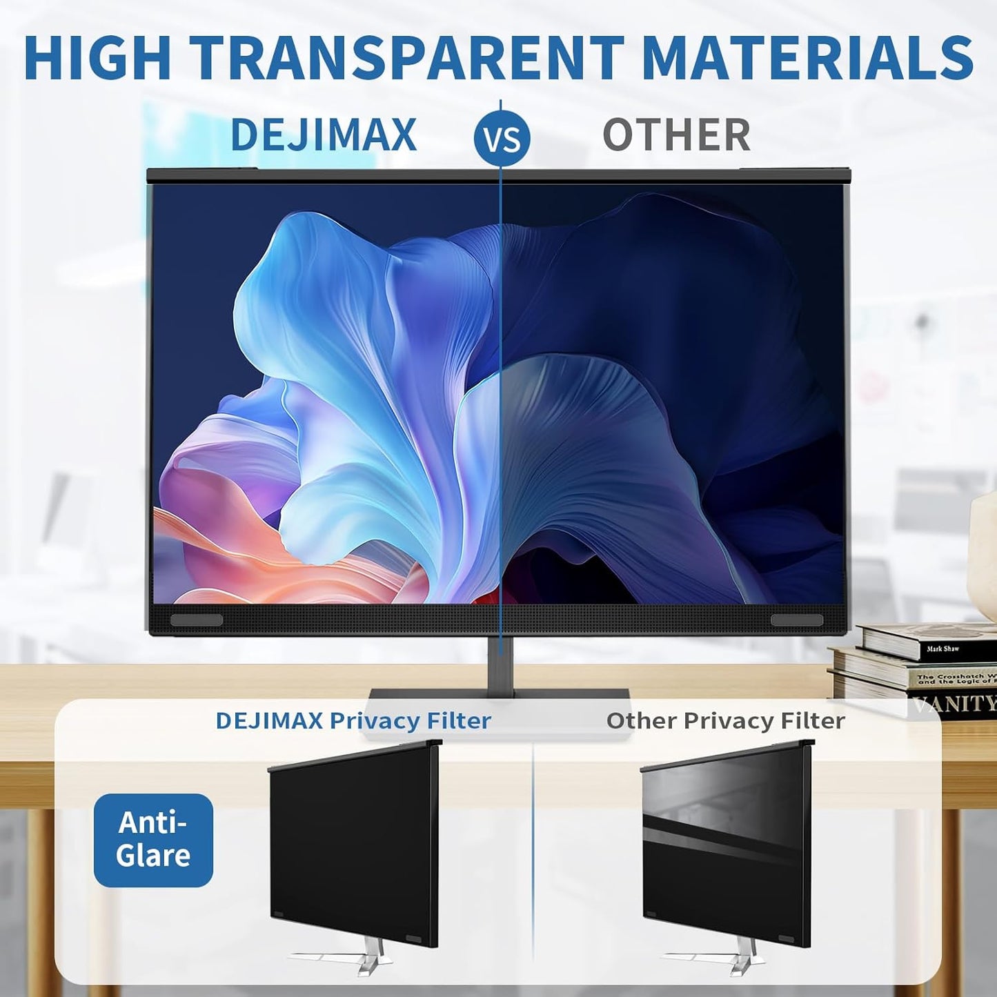 32 Inch Computer Privacy Screen Filter for 16:9 Widescreen Computer Monitor Magnetic Privacy Shield Computer Screen Protector Anti Glare and Blue Light