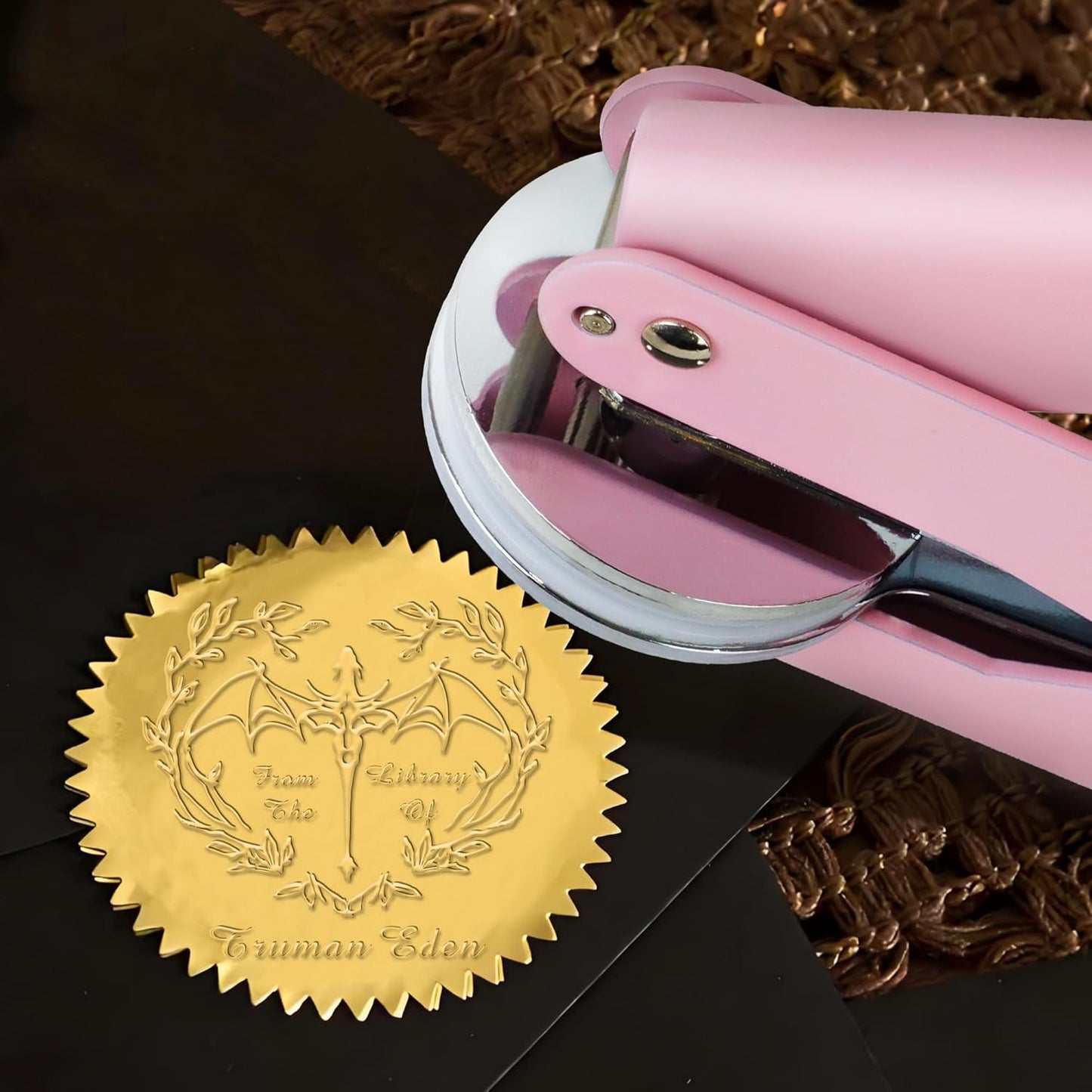 from The Library of Embossers & Stamps Custom Color Self-Inking Stamp with Your Name or Design Great for Personalizing Books, Text Books and Journals (18)