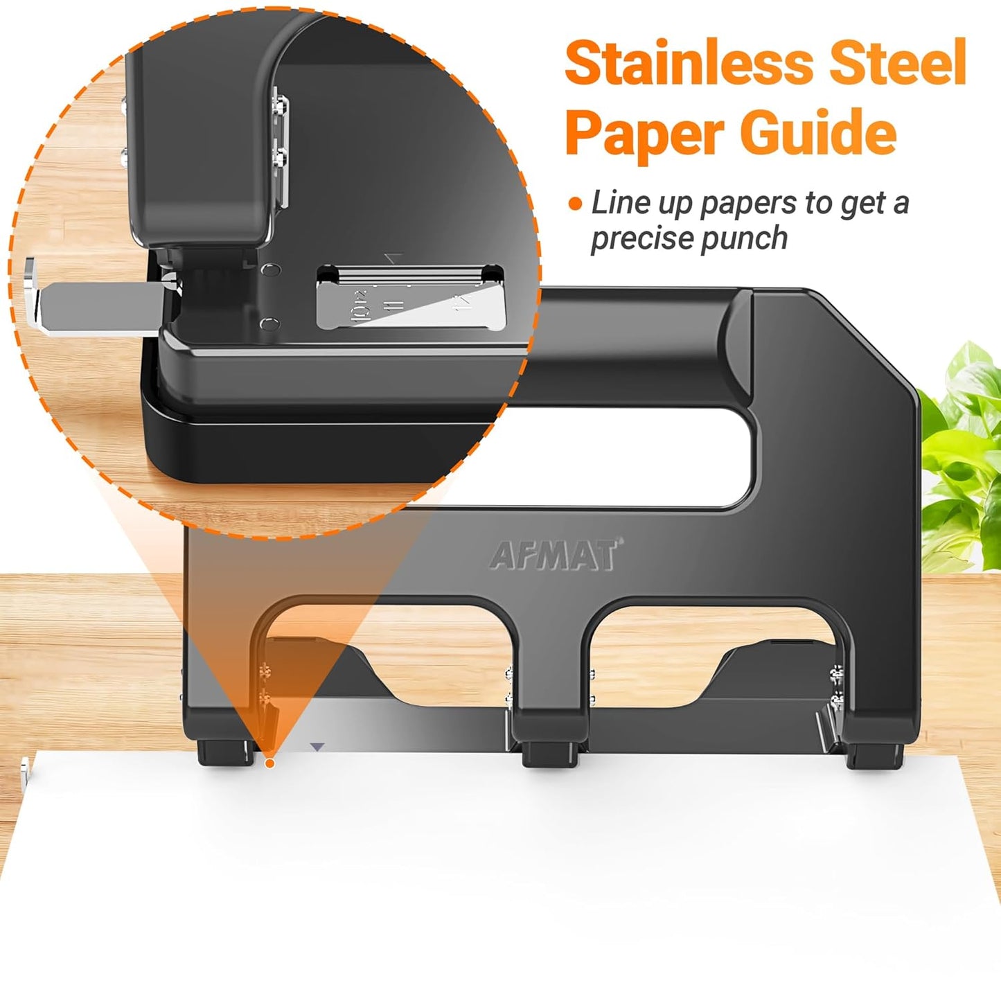 3 Hole Punch Heavy Duty, AFMAT 3 Hole Puncher for Binder, 40-Sheet Three Hole Punch w/ 10000+ Uses, Metal Hole Puncher 3 Ring, 50% Reduced Effort, Bulit-in S.S. Paper Guide, Model: HPX1 (Gray)