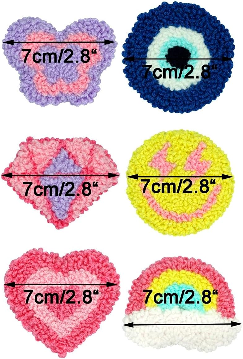 Punch Needle Kit for Beginners Adults Kids Keychain Accessories for Backpacks, Bags, Car Key Ring Easy Punch Needle Embroidery Kit Tool Threader Fabric Hoop Yarn Rug Tufting