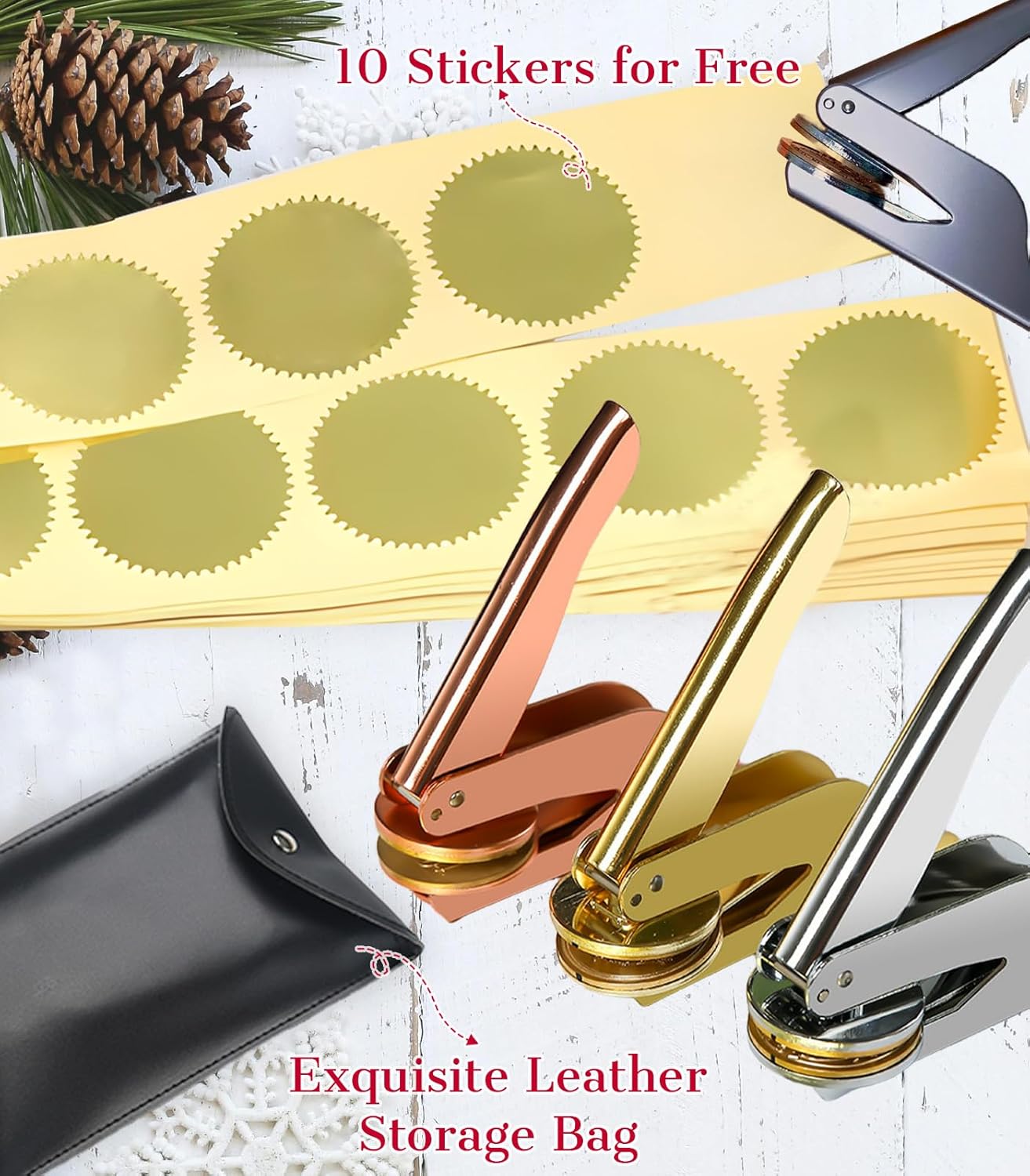 HJX Personalized Book Embosser Stamp from The Library of, Custom Floral Book Embosser Stamps, Self-Inking, Wood Handle Gifts for Books Lover (03-Embosser Stamp)