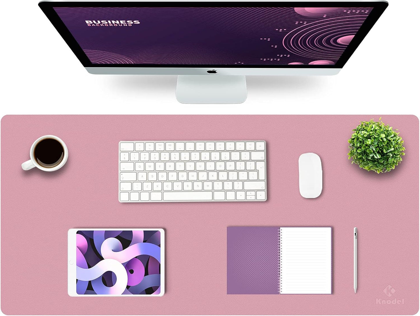 K KNODEL Large Office Leather Desk Mat, Mouse and Keyboard Pad, Computer and Laptop Mat, Desktop Protector and Cover, Writing Pad and Blotter (35.4"x17", Purple)